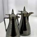 Elegant Black Flask Set with Intricate Lid Design