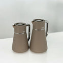 Modern Ribbed Flask Set with Wooden Handles