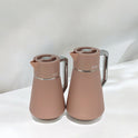 Modern Ribbed Flask Set with Wooden Handles