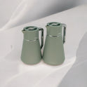 Modern Ribbed Flask Set with Wooden Handles