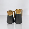 Modern Ribbed Flask Set with Wooden Handles