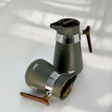 Modern Flask Set with Wooden Handles and Sleek Design