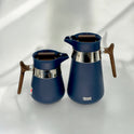 Modern Flask Set with Wooden Handles and Sleek Design