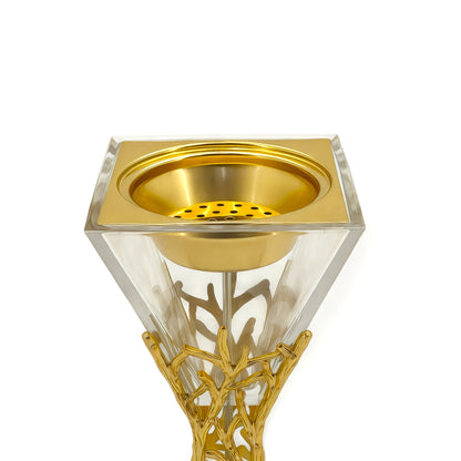 Elegant Trio of Gold and Glass Incense Burners - Mawaeen