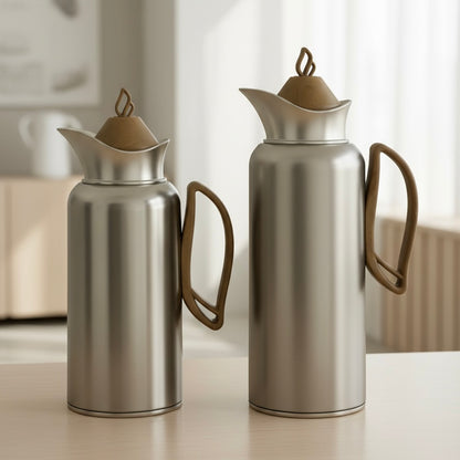 ZOLTEN Dallah Set wood – 0.7L & 1L - M/Silver - Mawaeen