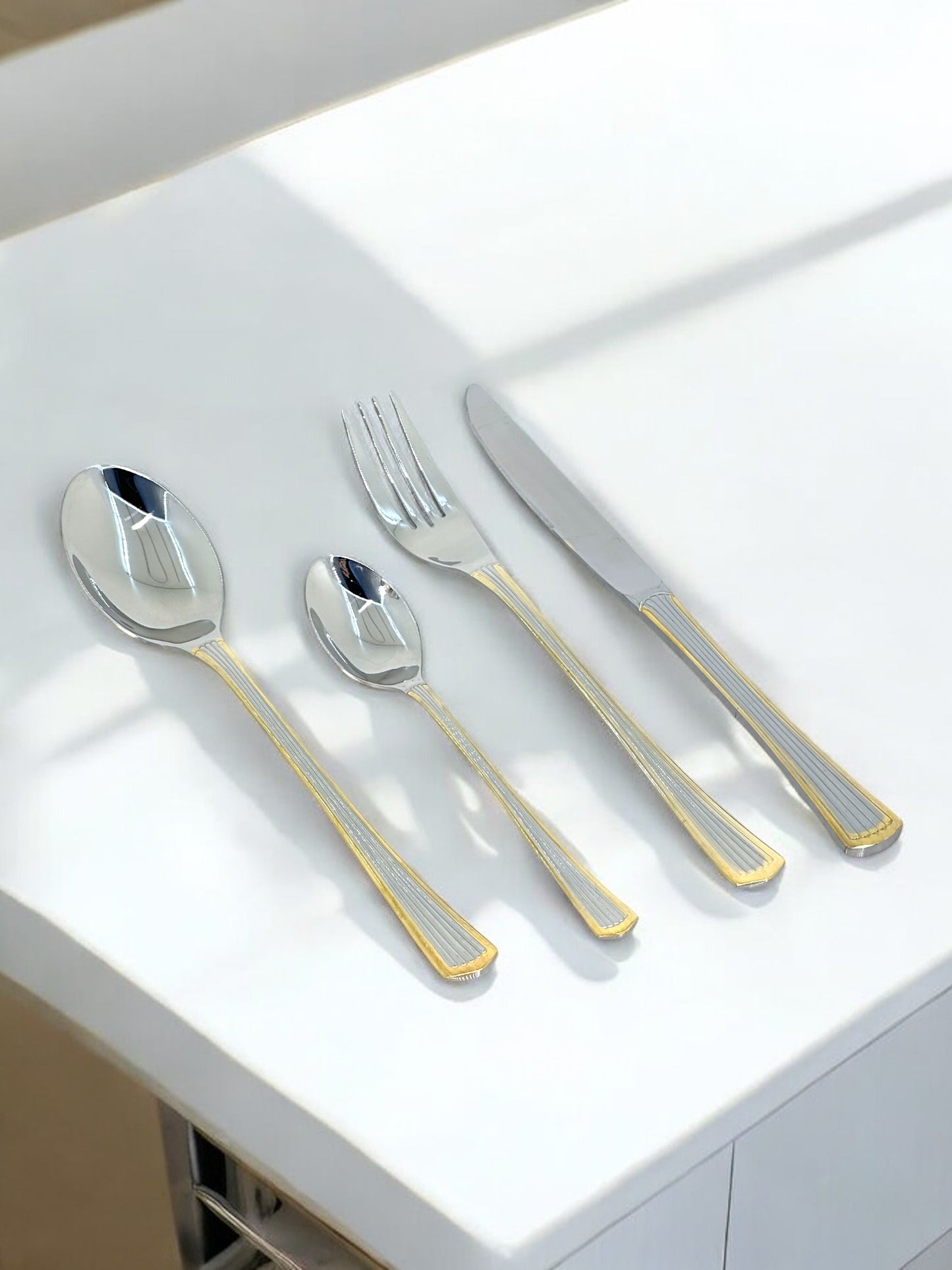 26-Piece Gold-Plated Stainless-Steel Cutlery Set with Caddy