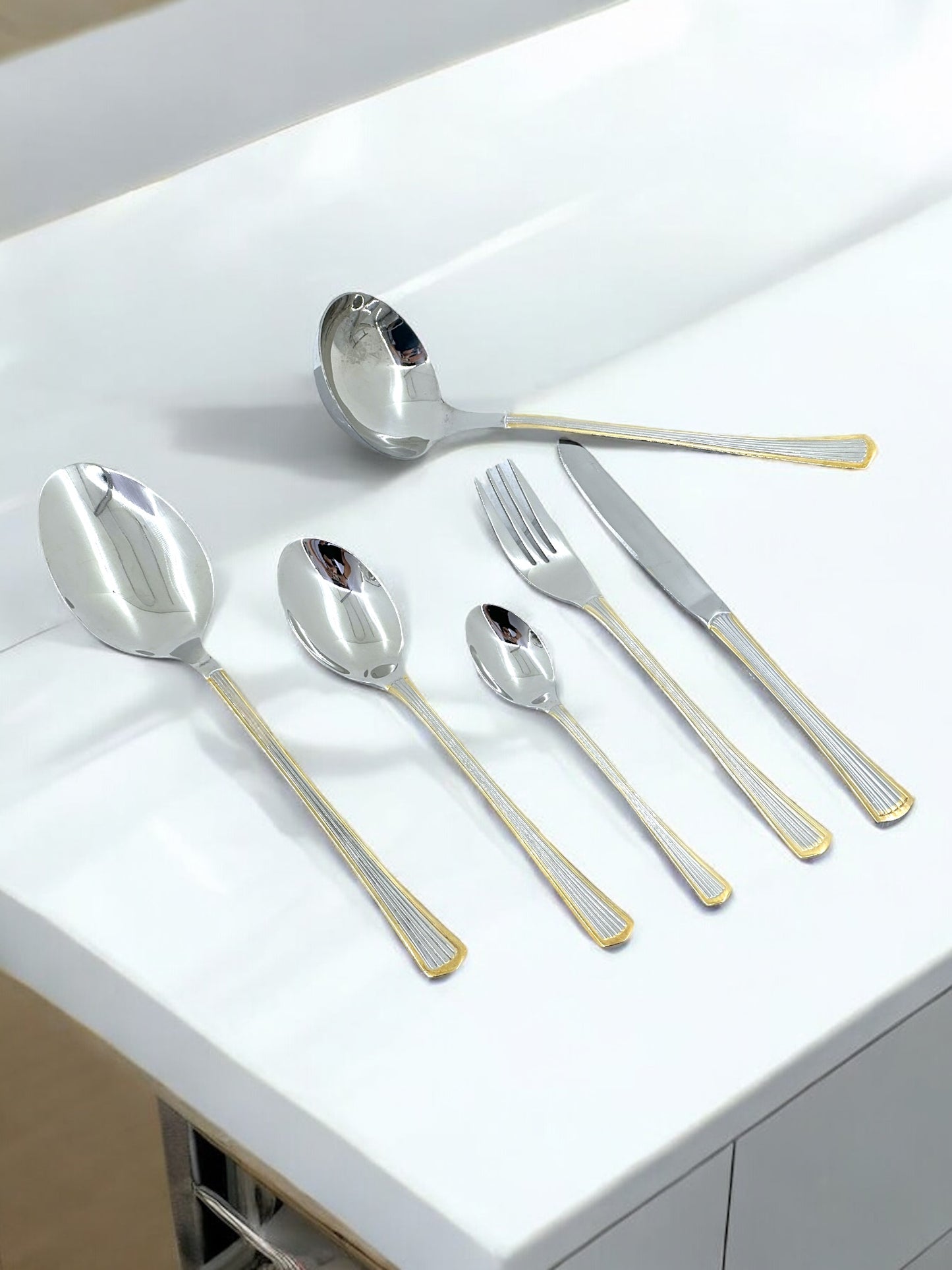 26-Piece Gold-Plated Stainless-Steel Cutlery Set with Caddy