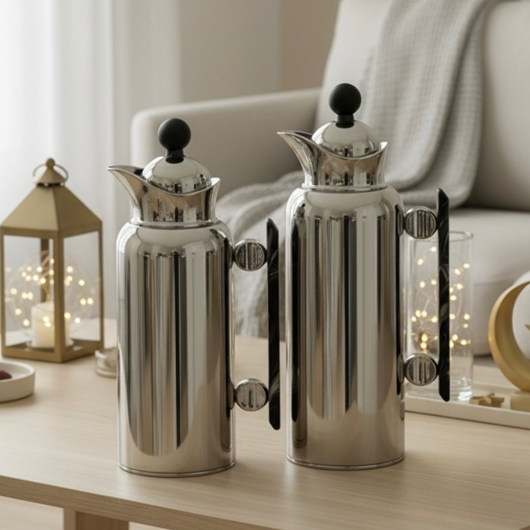 ZOLTEN Dallah Set – 0.7L & 1L - Silver Marble - Mawaeen