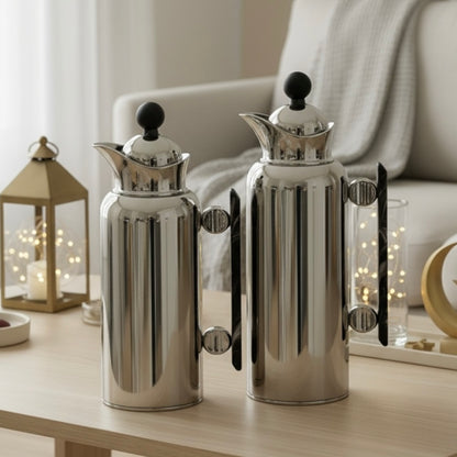 ZOLTEN Dallah Set – 0.7L & 1L - Silver Marble - Mawaeen