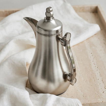 Minimalist Matte Silver 2-Piece Tea & Coffee Thermal Dallah Set – 1.0L & 1.0L