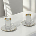 6-Piece Elegant Estikan Cup Set for Serving Arabic Coffee or Tea