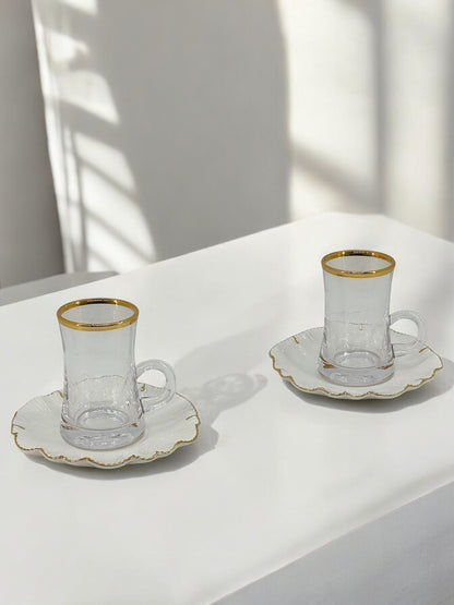 6-Piece Elegant Estikan Cup Set for Serving Arabic Coffee or Tea