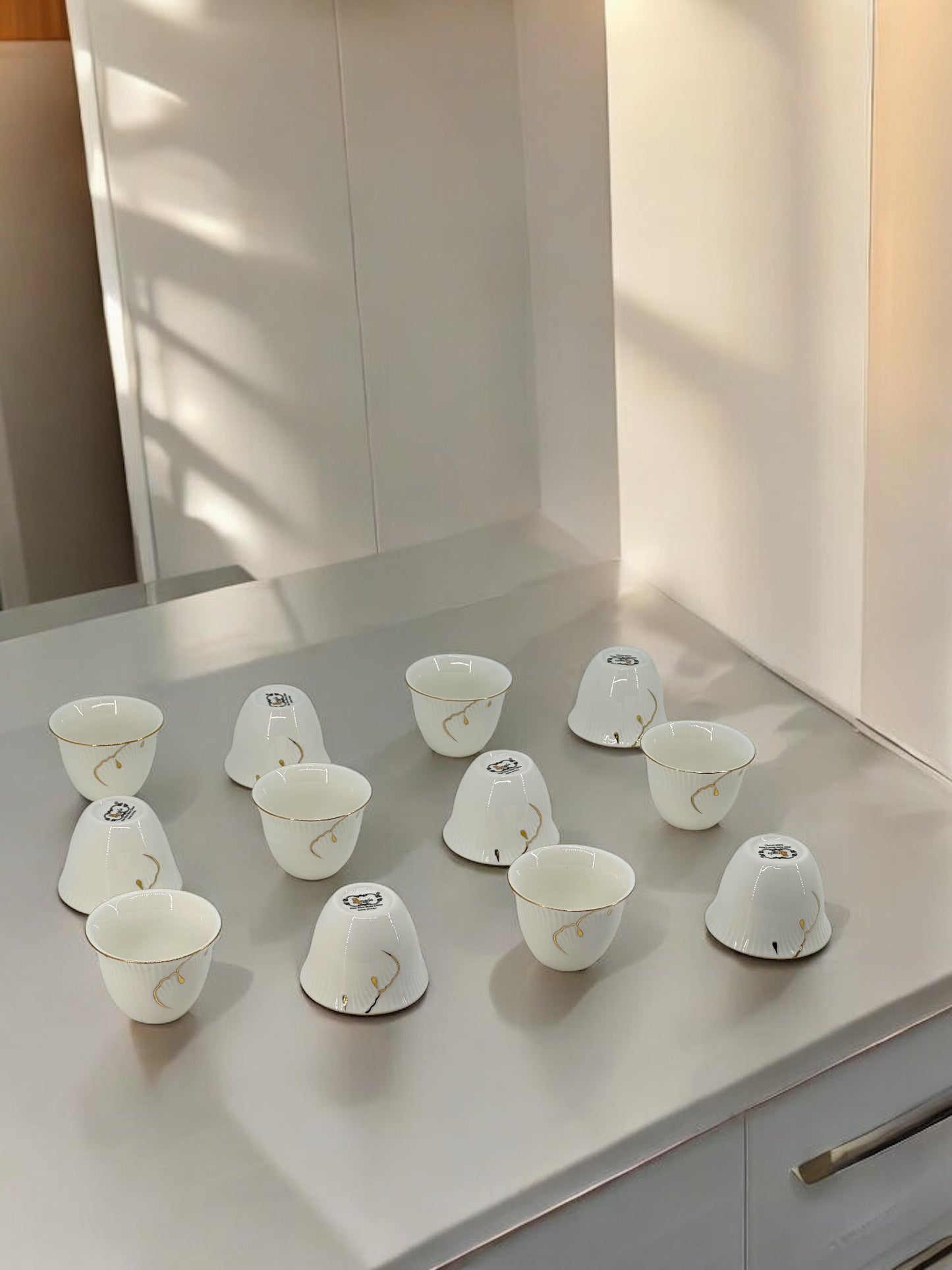 12-Piece Elegant Floral Cawa Cup Set for Serving Arabic Coffee