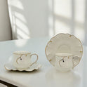 6-Piece Elegant Cawa Cup and Saucer Set with Gold Accents