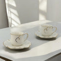 6-Piece Elegant Cawa Cup and Saucer Set with Gold Accents