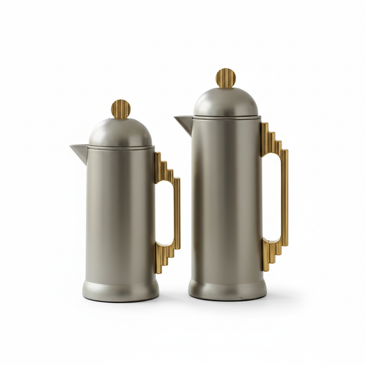 Al Marjan Dallah Set – 0.7L & 1L - M/Silver Gold - Mawaeen