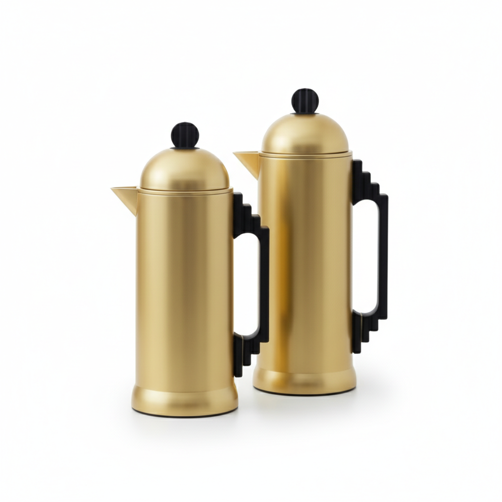 Al Marjan Dallah Set – 0.7L & 1L - M/Gold wood