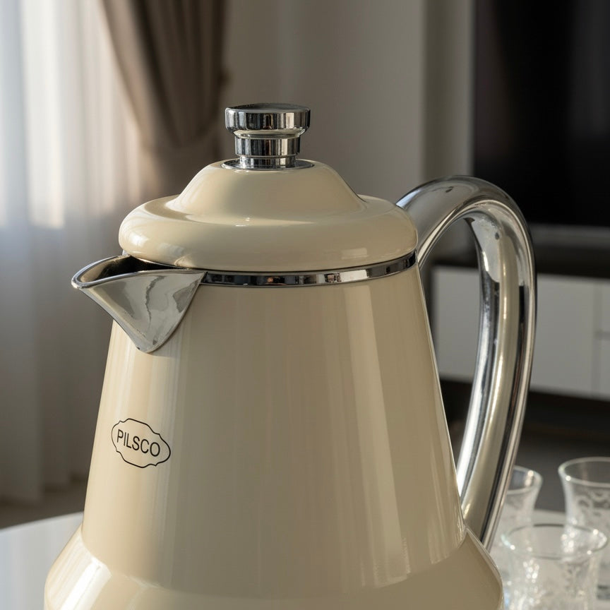 Pilsco Premium Thermal Flask – (Ivory & Silver, 1.0L)