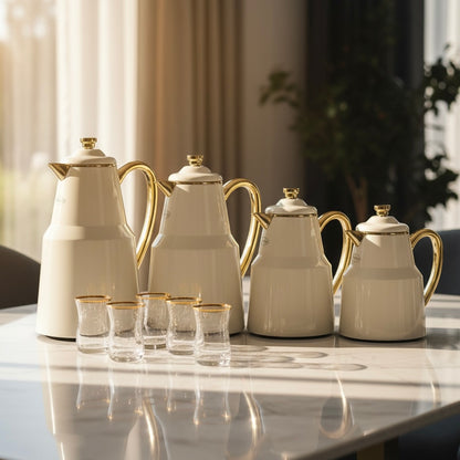 Pilsco Premium Thermal Flask – (ivory & gold, 1.0L)