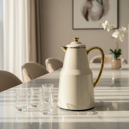 Pilsco Premium Thermal Flask – (ivory & gold, 1.3L)