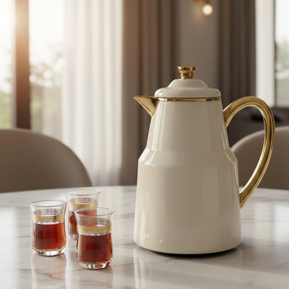 Pilsco Premium Thermal Flask – (ivory & gold, 0.65L)