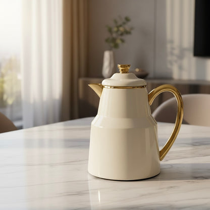 Pilsco Premium Thermal Flask – (ivory & gold, 0.35L)