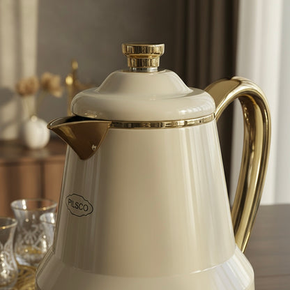 Pilsco Premium Thermal Flask – (ivory & gold, 0.65L)