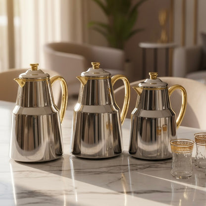 Pilsco Premium Thermal Flask – (Silver & Gold, 0.35L)