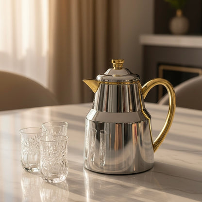 Pilsco Premium Thermal Flask – (Silver & Gold, 0.35L)