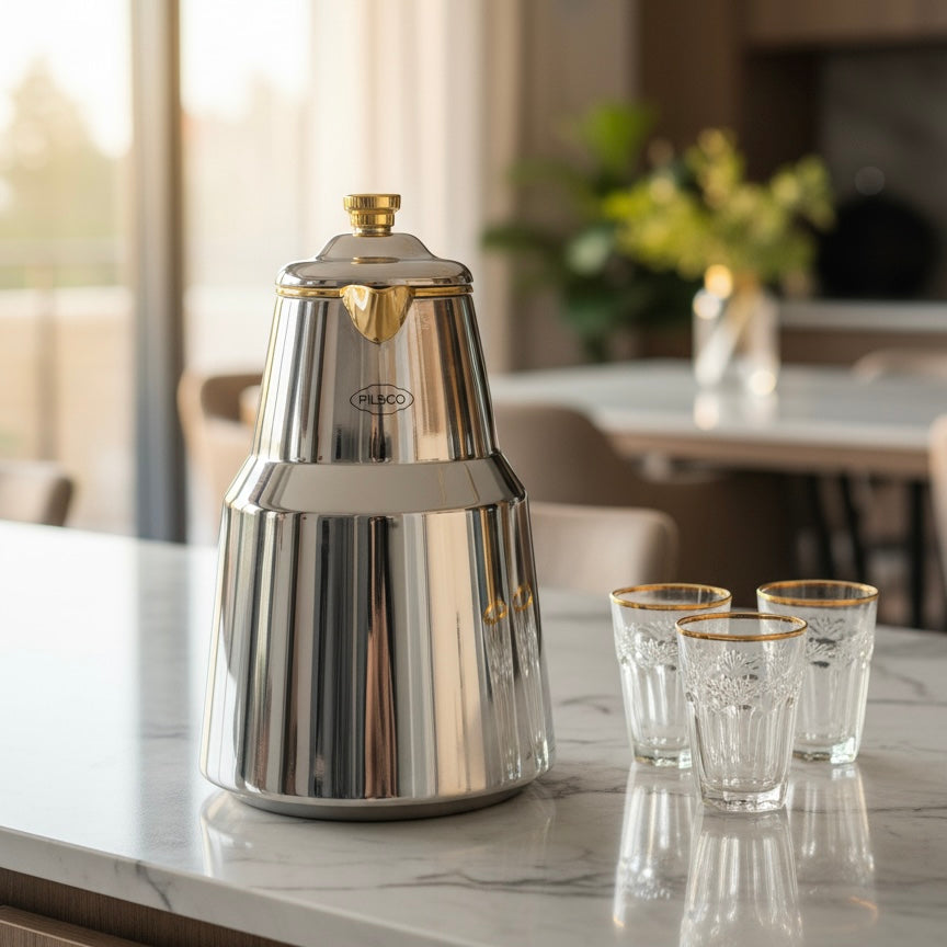 Pilsco Premium Thermal Flask – (Silver & Gold, 0.65L)