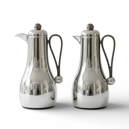 Al Marjan Dallah Set – 1L & 1L - Silver/Chrome - Mawaeen