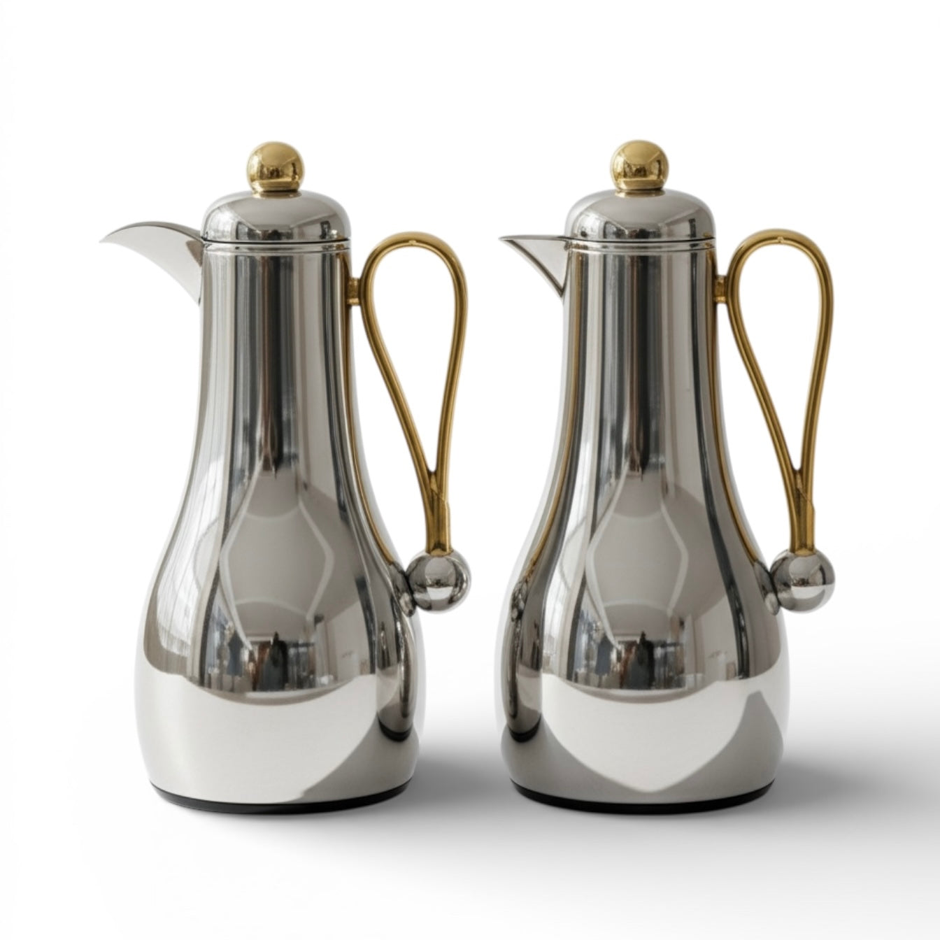 Al Marjan Dallah Set – 1L & 1L - Silver/Gold - Mawaeen