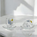 6-Piece Floral Glass Cup Set for Tea or Coffee