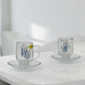 6-Piece Floral Glass Cup Set for Tea or Coffee