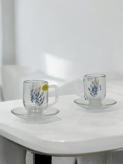 6-Piece Floral Glass Cup Set for Tea or Coffee