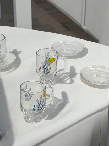 6-Piece Floral Glass Cup Set for Tea or Coffee