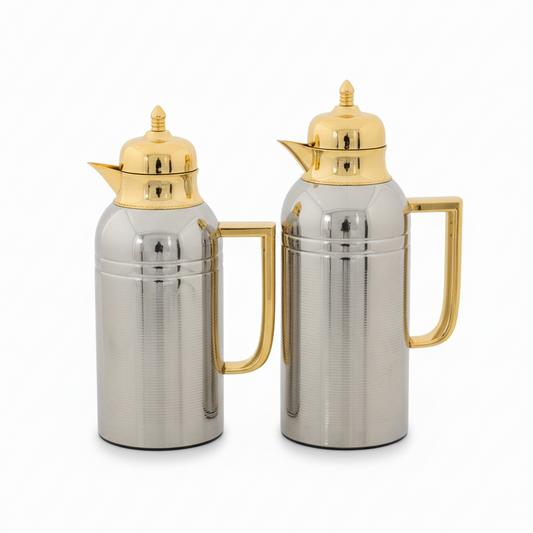 NICE Dallah Set – 0.7L & 1L - Silver/Gold - Mawaeen