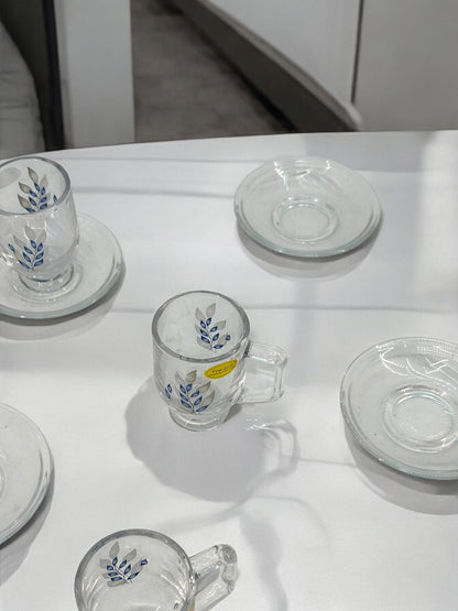 6-Piece Floral Glass Cup Set for Tea or Coffee