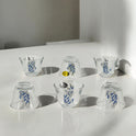 6-Piece Floral Glass Cawa Cup Set for Arabic Coffee