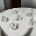 6-Piece Floral Glass Cawa Cup Set for Arabic Coffee