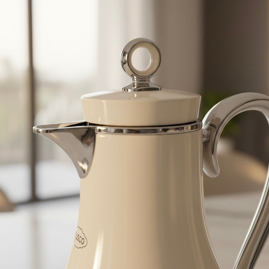 PILSCO  Premium Double Set – Coffee & Tea Thermal Flask (White & Silver, 1L + 0.7L)