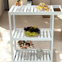 Elegant White wood 3-Shelf Rolling Trolley