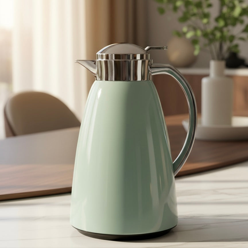 Emsa Premium pastel Green & silver Thermal Coffee Flask – 1L