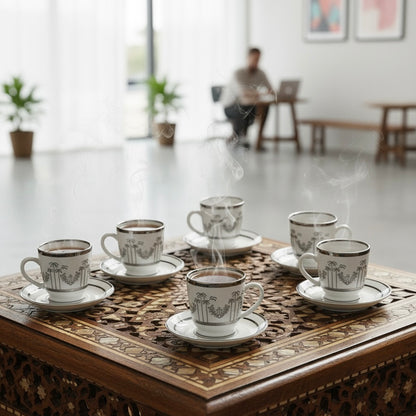 Cawa Tea Cups Set S/Line – 6 Cups with Saucers (130cc)