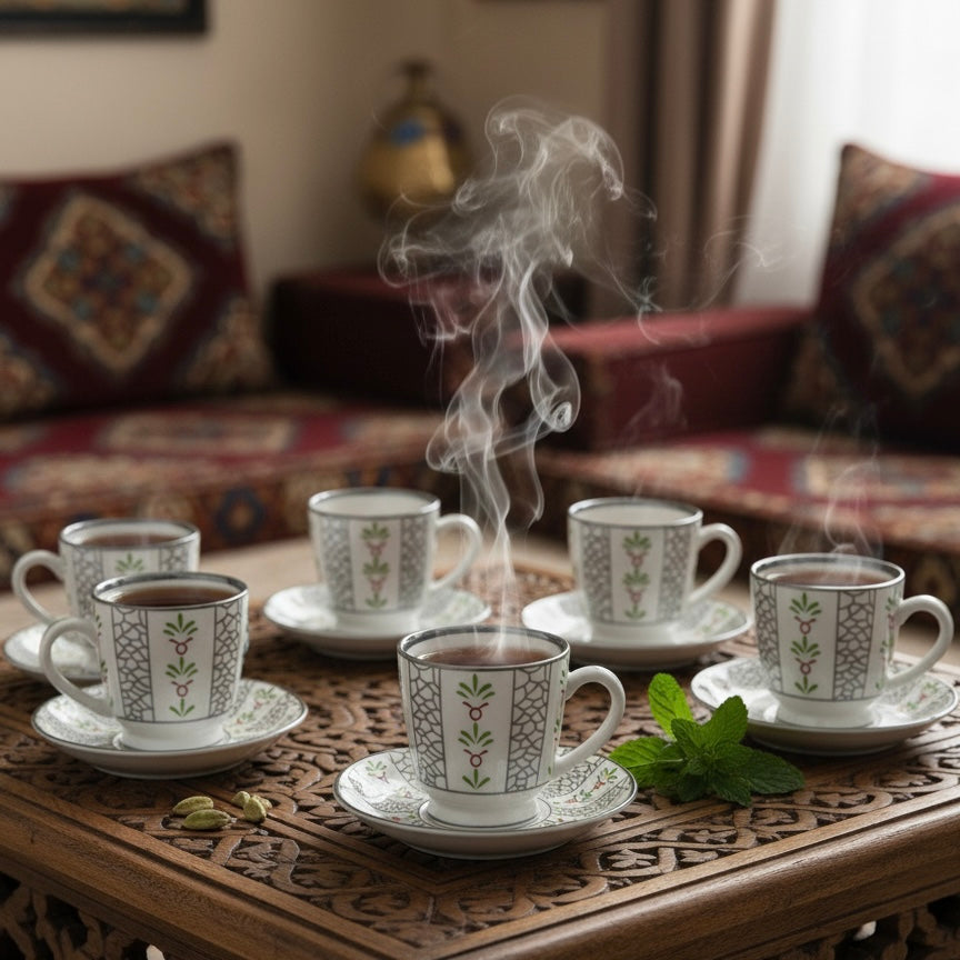 Cawa Tea Cups Set S/Line – 6 Cups with Saucers (130cc)