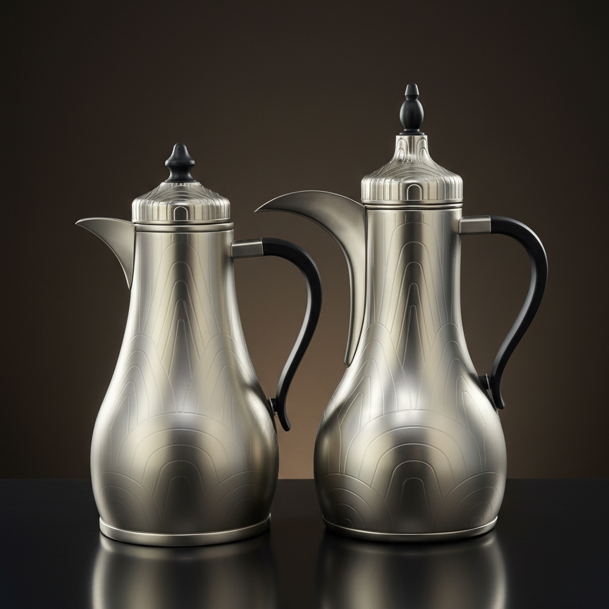 Premium Stainless Steel Dallah Set – Matt Silver