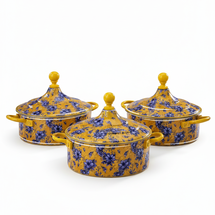 Floral Food Warmer Set Flower – 3 Pieces (2.5L, 3.5L, 5.5L)