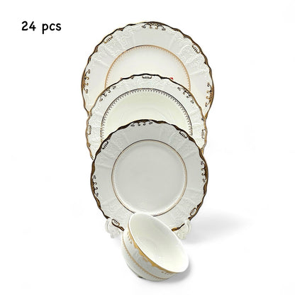 Elegant dining set with intricate floral design