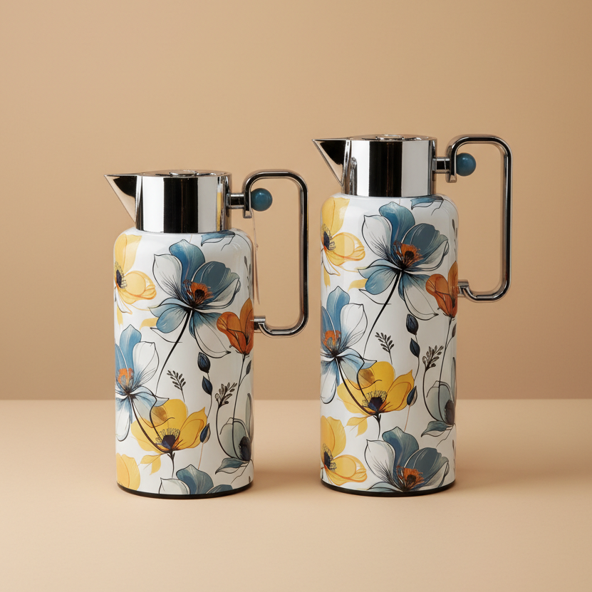 Najib Floral Dallah Set – 0.7L & 1L - Mawaeen