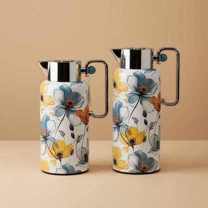 Najib Floral Dallah Set – 0.7L & 1L - Mawaeen